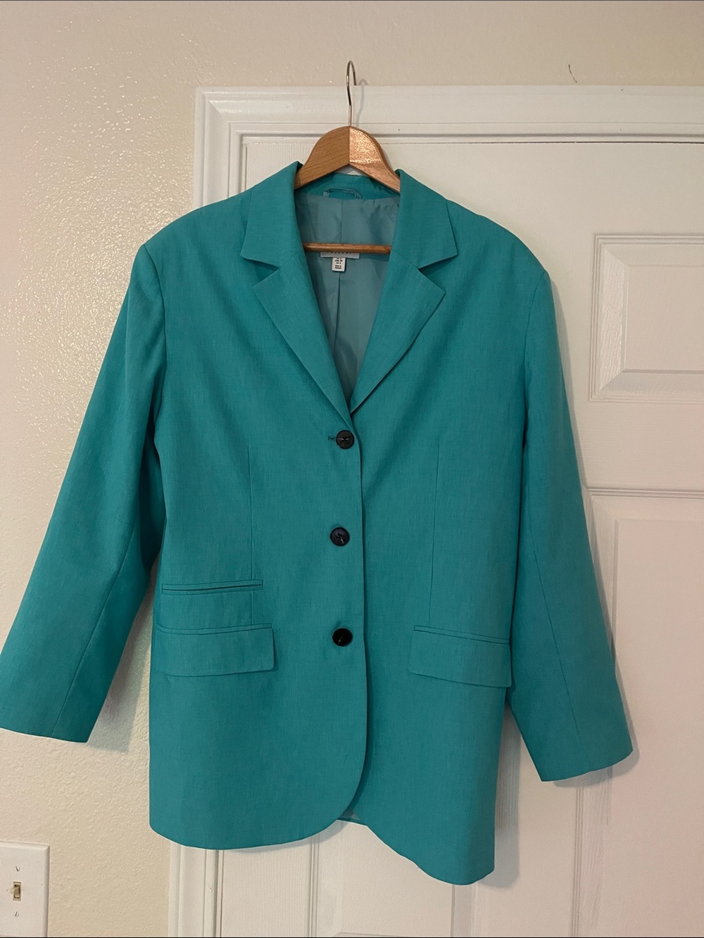 Topshop Teal Single-Breasted Blazer